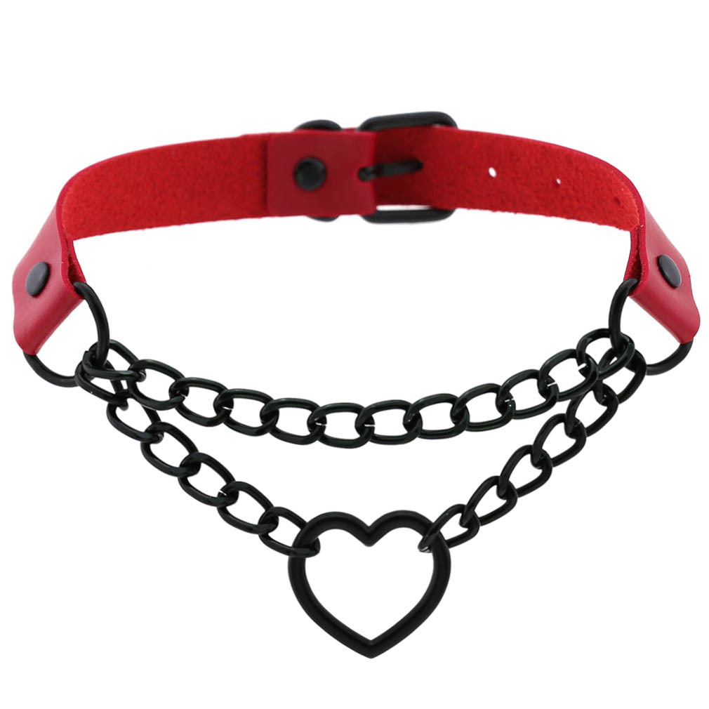 (image for) Black Heart Ring Chain Neck Necklace