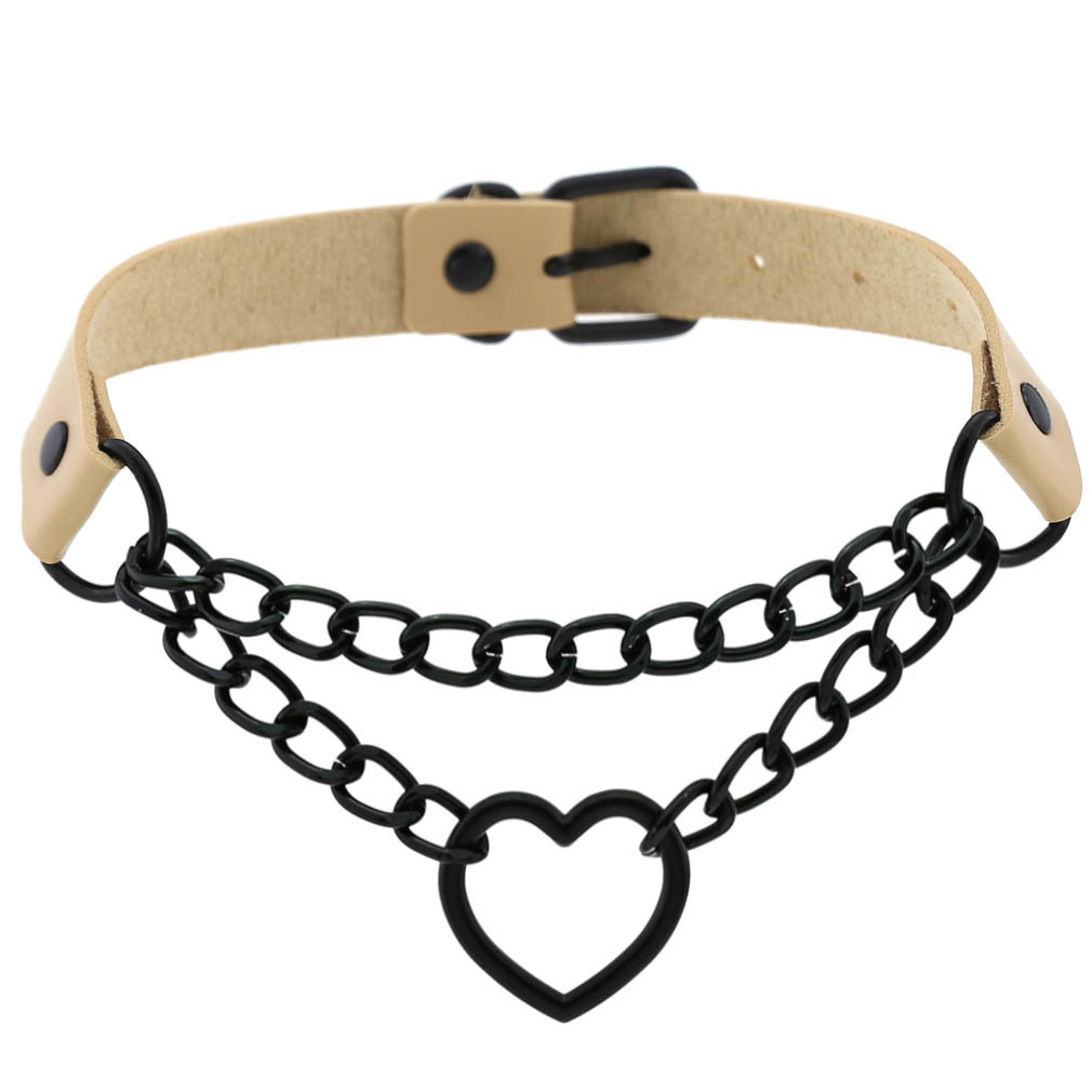 (image for) Black Heart Ring Chain Neck Necklace