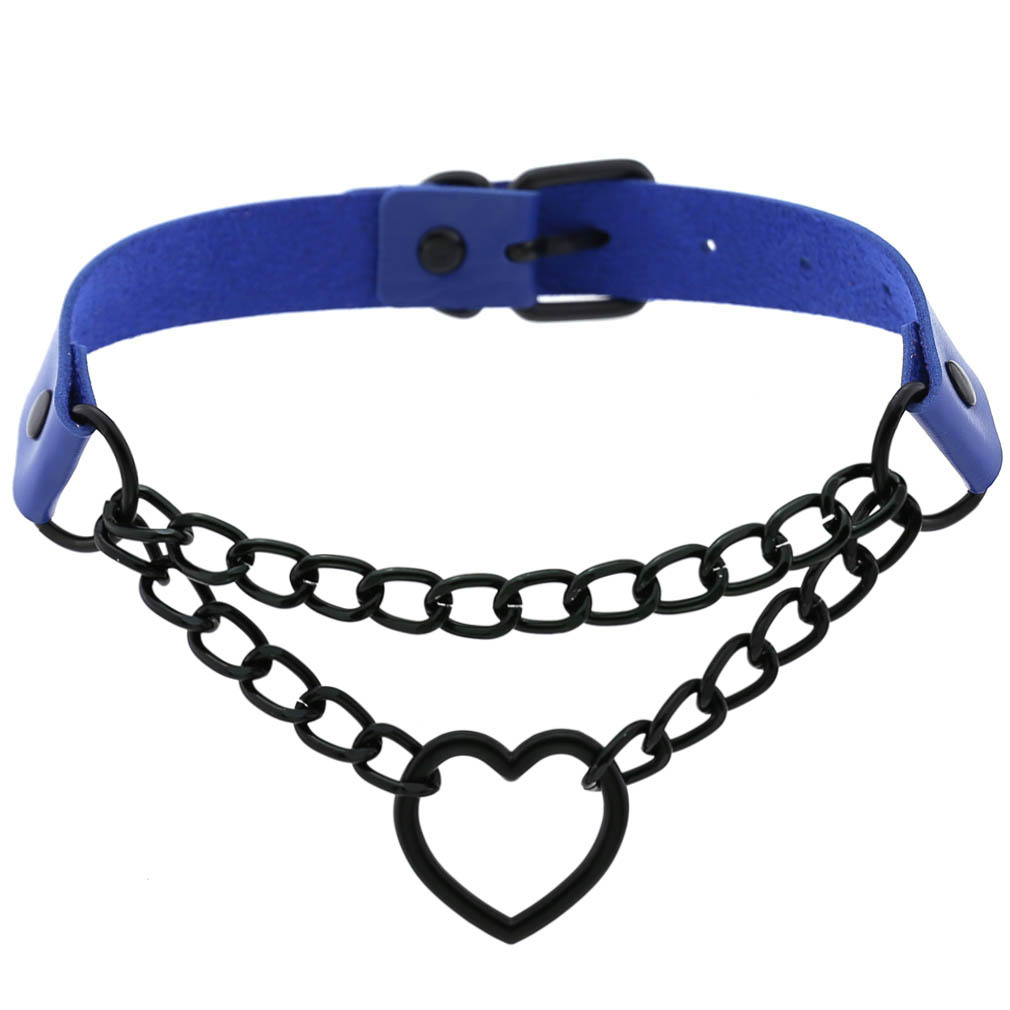 (image for) Black Heart Ring Chain Neck Necklace