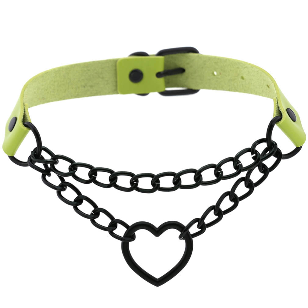 (image for) Black Heart Ring Chain Neck Necklace
