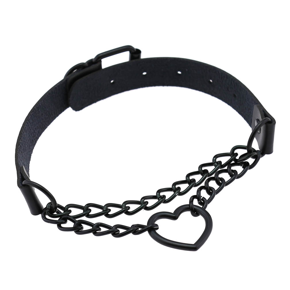 (image for) Black Heart Ring Chain Neck Necklace