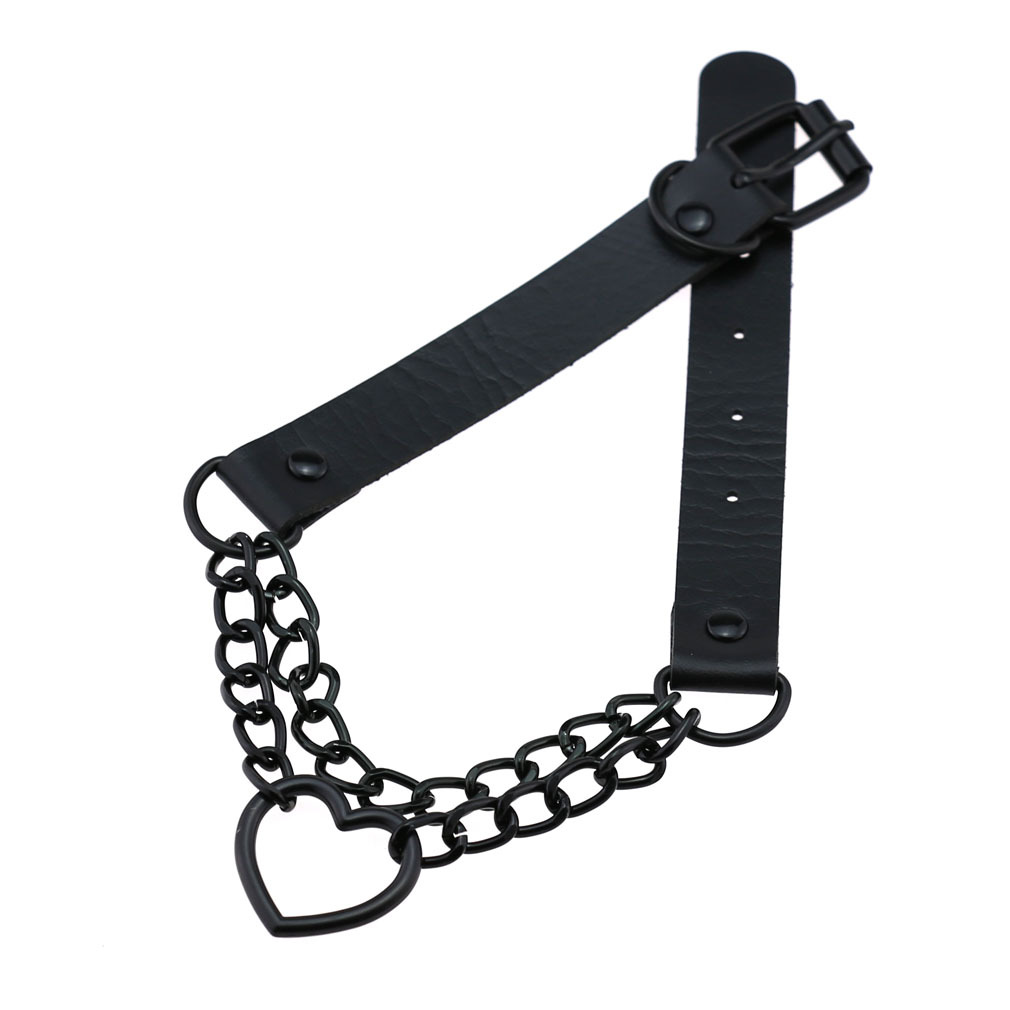 (image for) Black Heart Ring Chain Neck Necklace