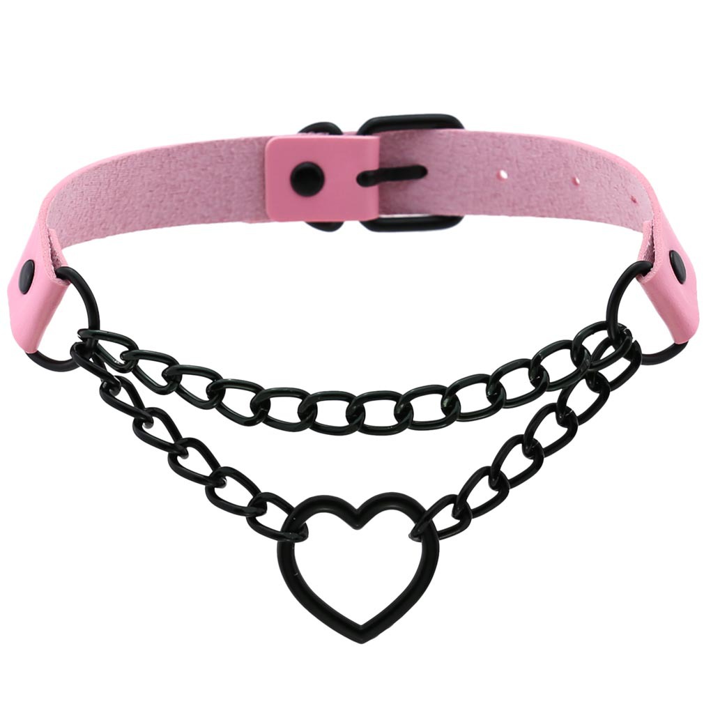 (image for) Black Heart Ring Chain Neck Necklace