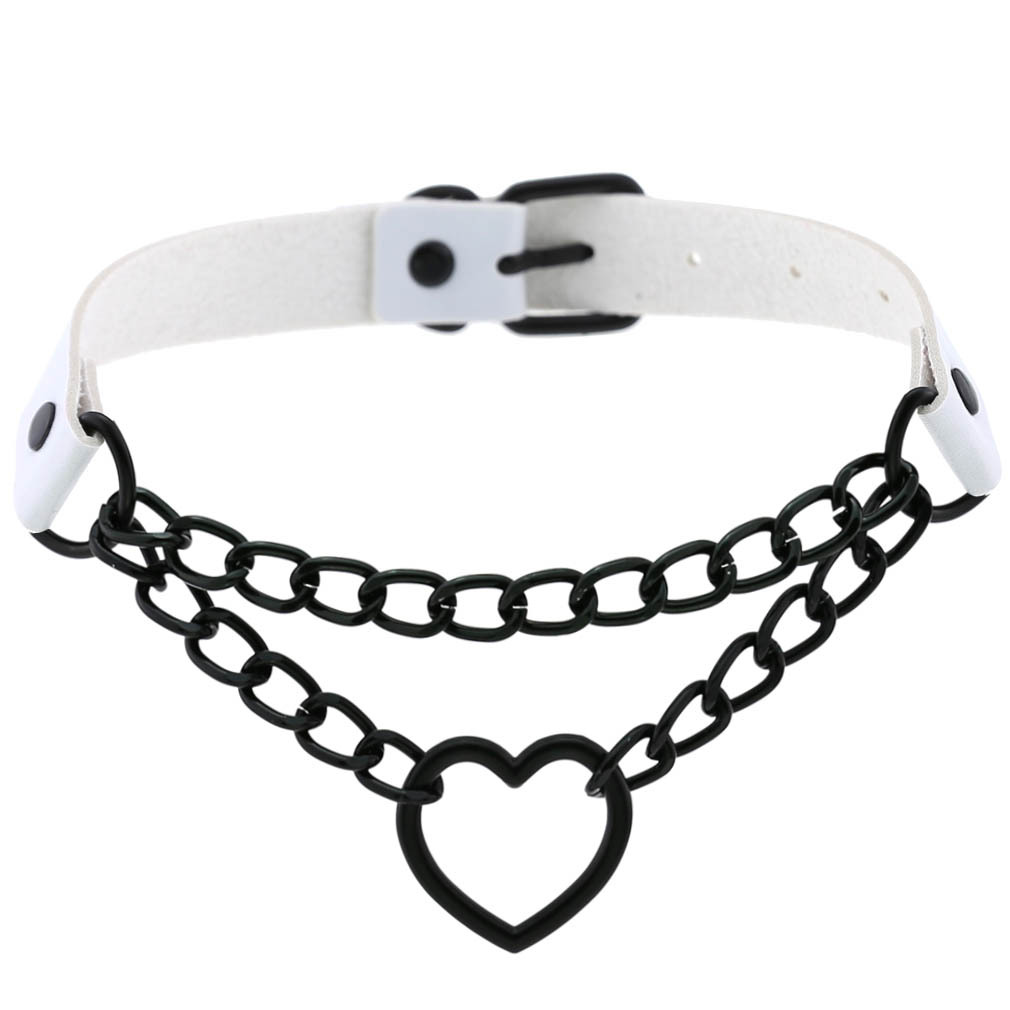 (image for) Black Heart Ring Chain Neck Necklace