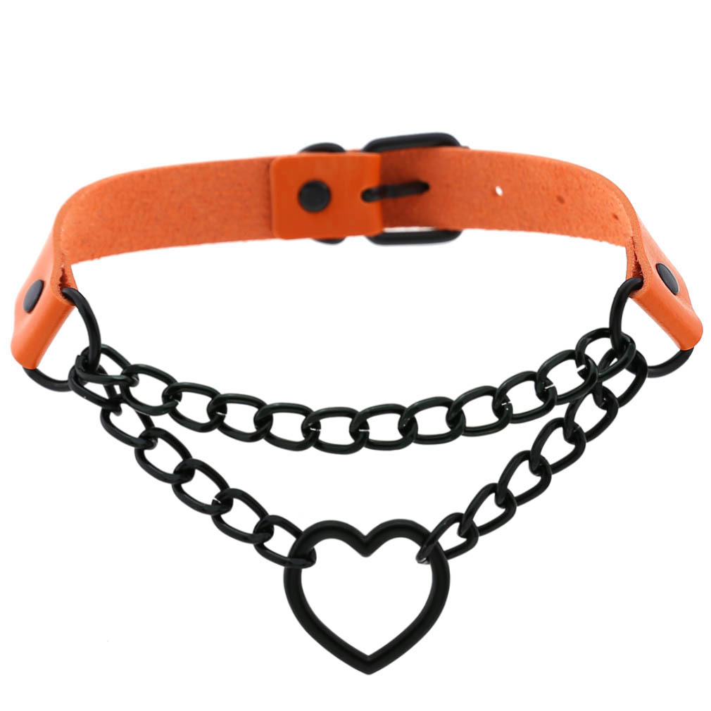 (image for) Black Heart Ring Chain Neck Necklace