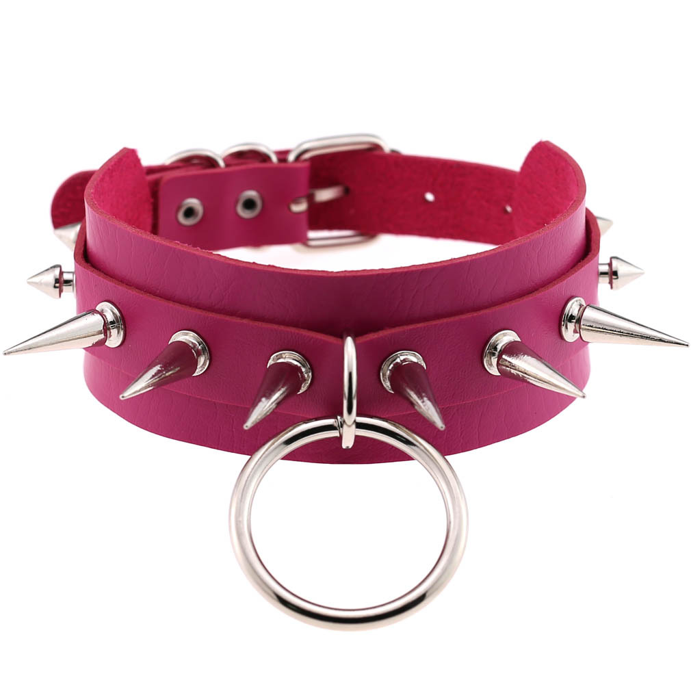 (image for) Double Layer PU Leather Silver Nail Collar