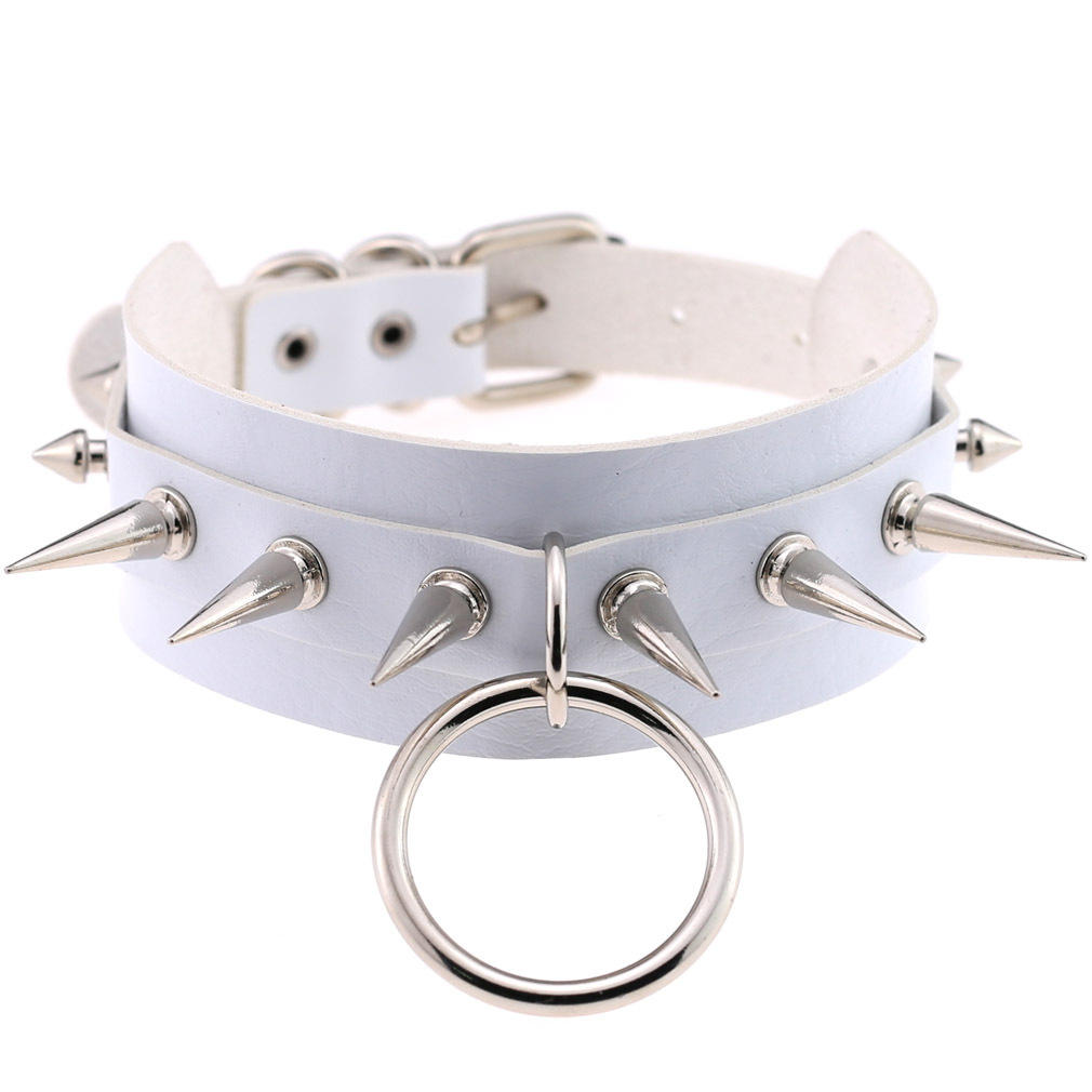 (image for) Double Layer PU Leather Silver Nail Collar