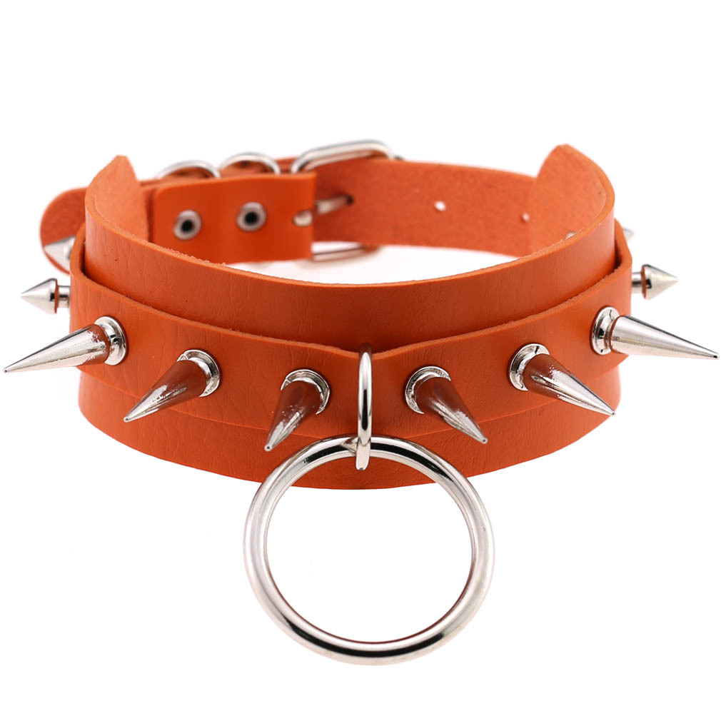 (image for) Double Layer PU Leather Silver Nail Collar