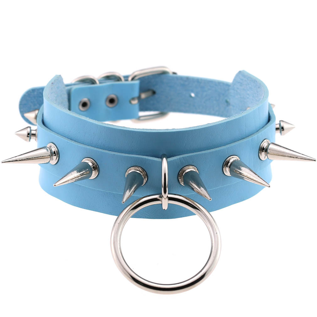 (image for) Double Layer PU Leather Silver Nail Collar