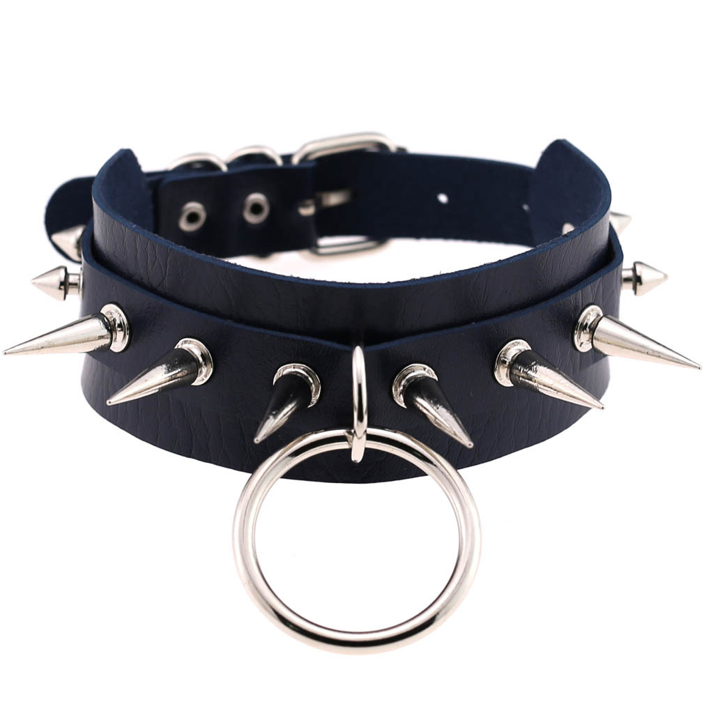 (image for) Double Layer PU Leather Silver Nail Collar