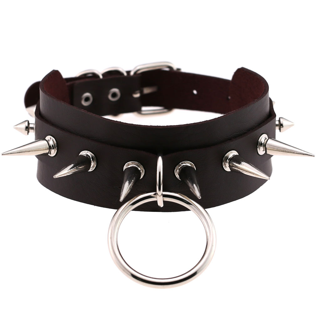 (image for) Double Layer PU Leather Silver Nail Collar