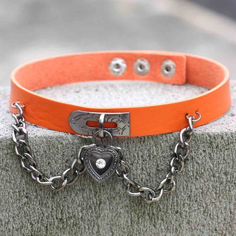 (image for) Heart Lock Leather Collar Neck Strap