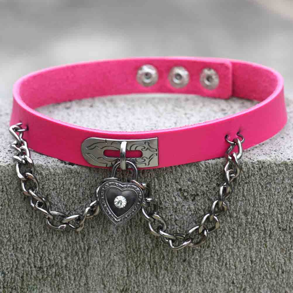 (image for) Heart Lock Leather Collar Neck Strap