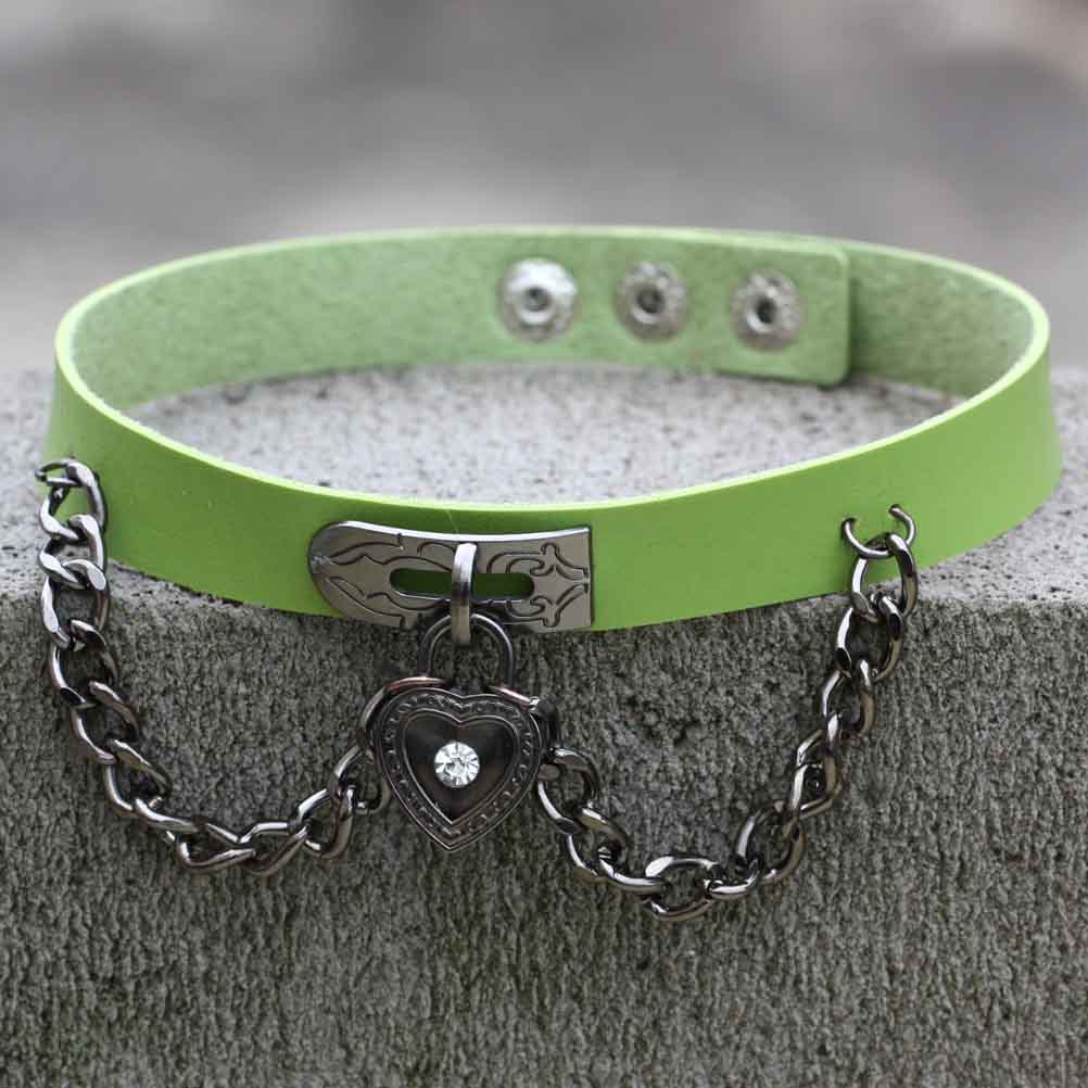 (image for) Heart Lock Leather Collar Neck Strap