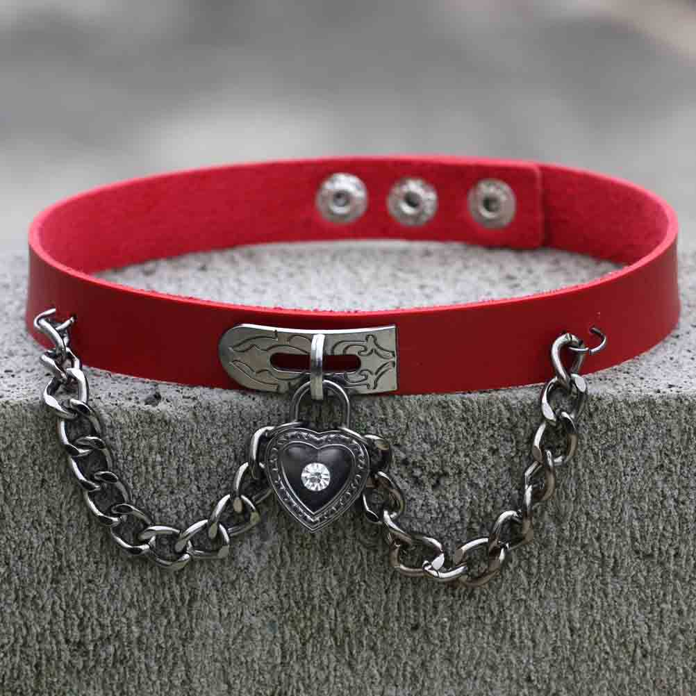 (image for) Heart Lock Leather Collar Neck Strap