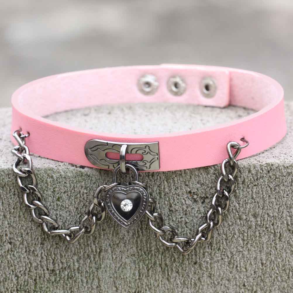 (image for) Heart Lock Leather Collar Neck Strap