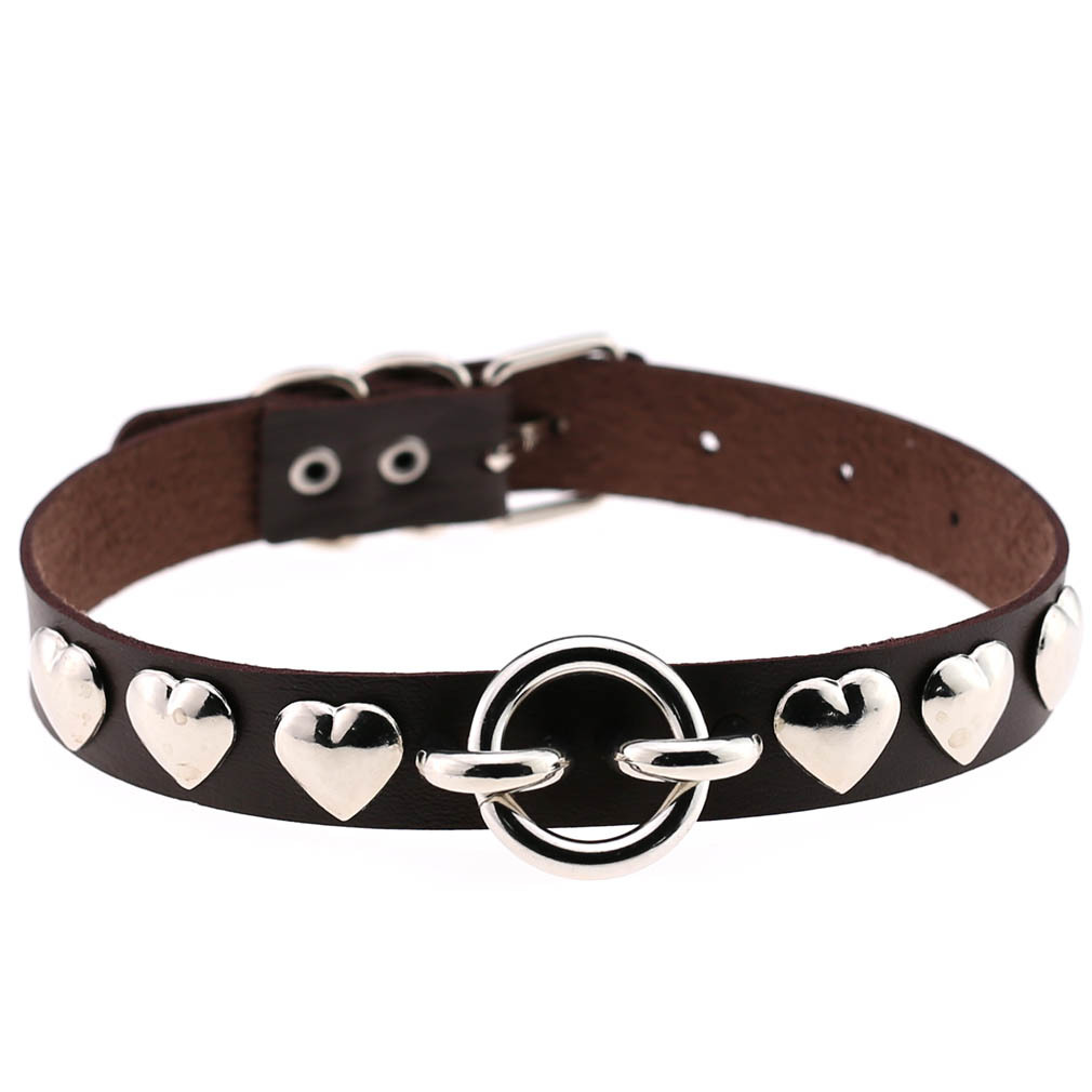 (image for) Rivet Heart Stud PU Collar