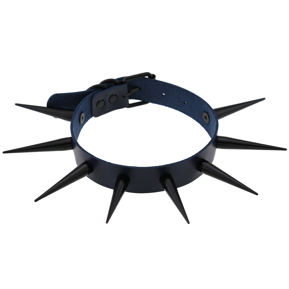 (image for) Extra Long Black Stud PU Leather Collar