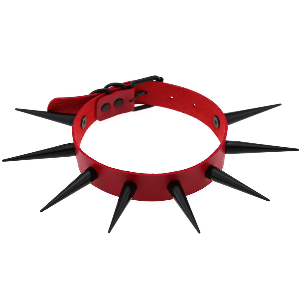 (image for) Extra Long Black Stud PU Leather Collar