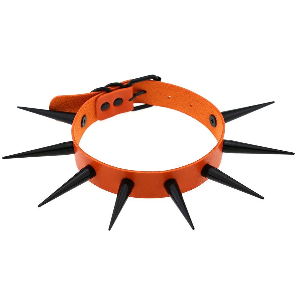 (image for) Extra Long Black Stud PU Leather Collar