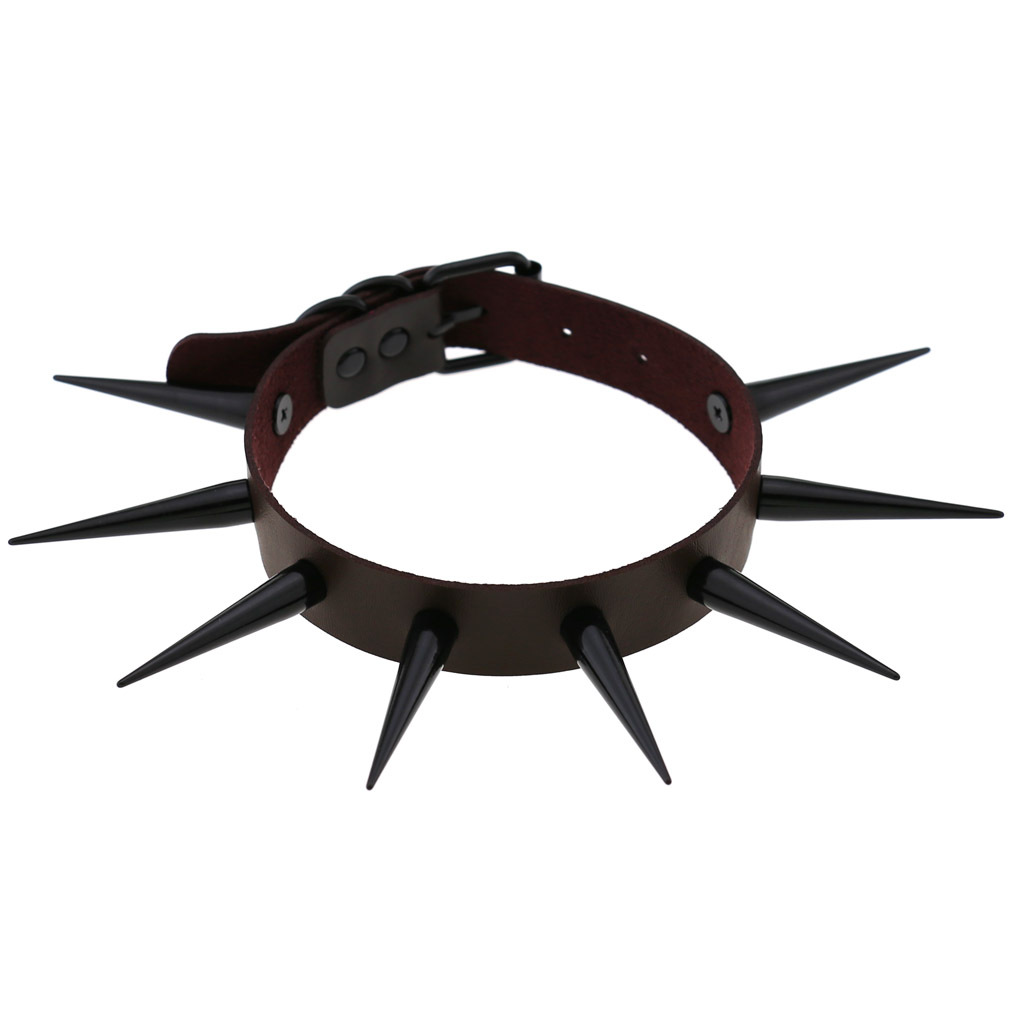 (image for) Extra Long Black Stud PU Leather Collar
