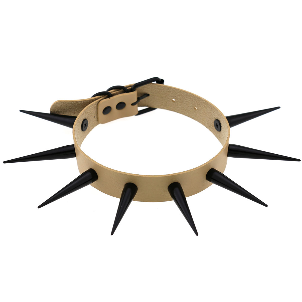 (image for) Extra Long Black Stud PU Leather Collar