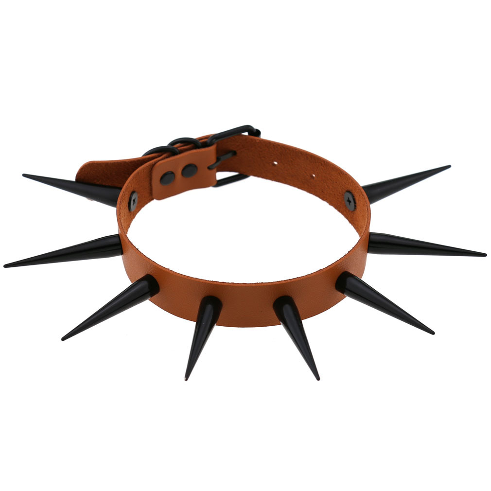 (image for) Extra Long Black Stud PU Leather Collar