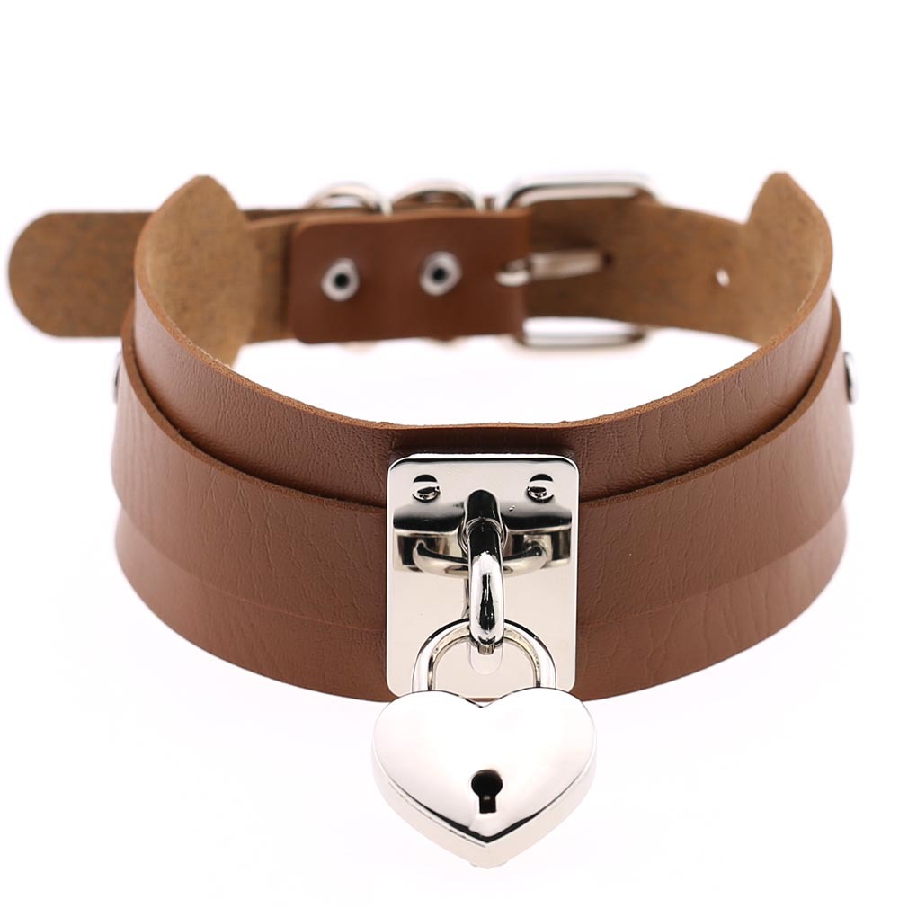 (image for) Silver Heart Lock Neck Necklace