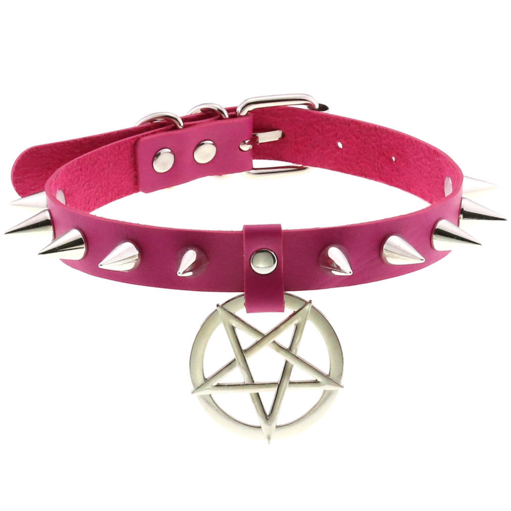 (image for) Rivet Pentagram Pendant Leather Choker