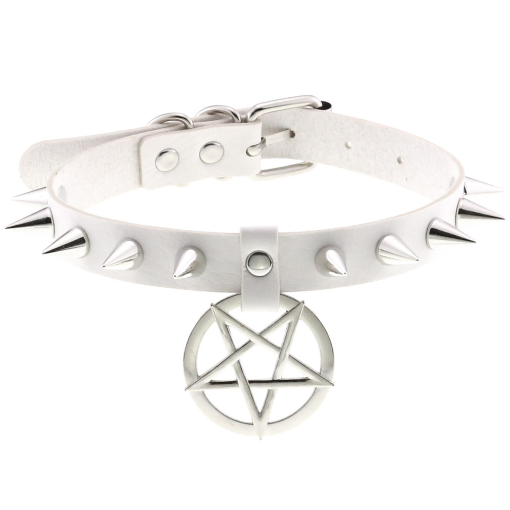 (image for) Rivet Pentagram Pendant Leather Choker