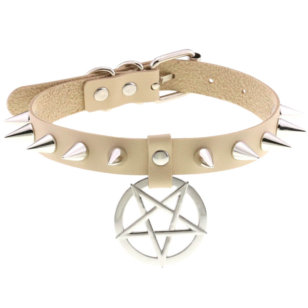 (image for) Rivet Pentagram Pendant Leather Choker