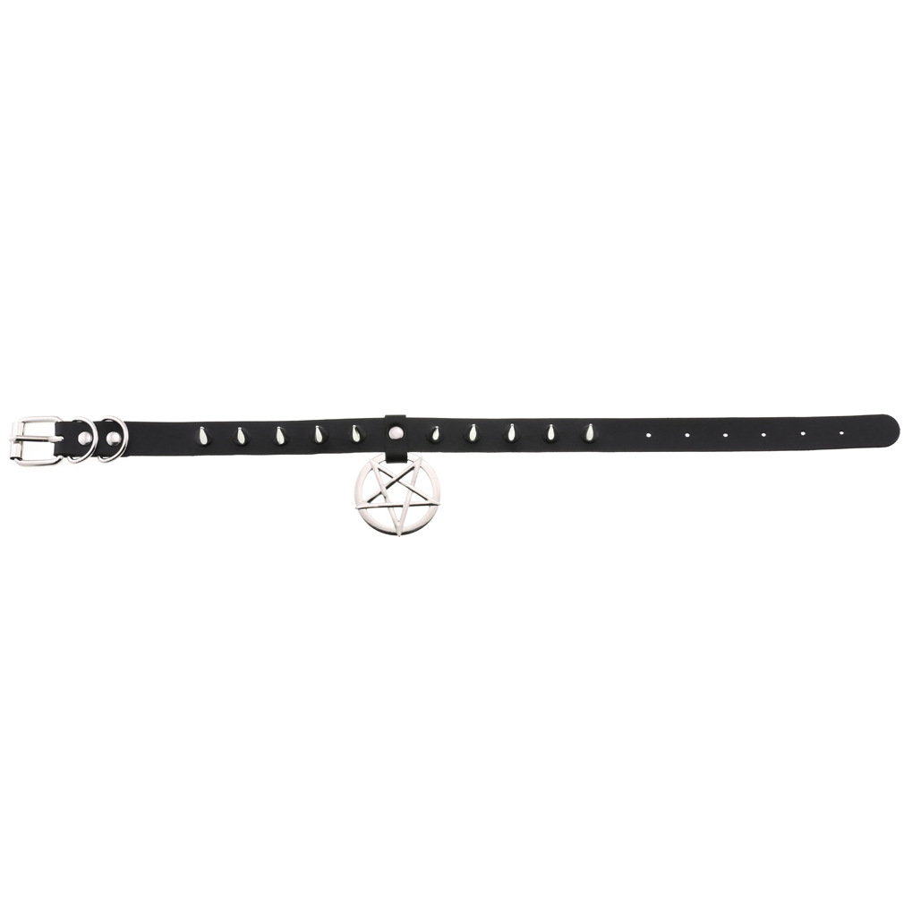 (image for) Rivet Pentagram Pendant Leather Choker