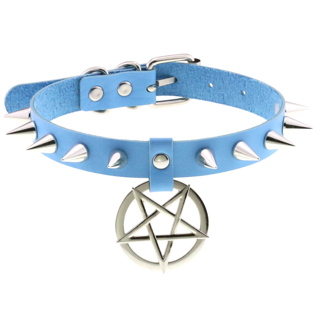 (image for) Rivet Pentagram Pendant Leather Choker