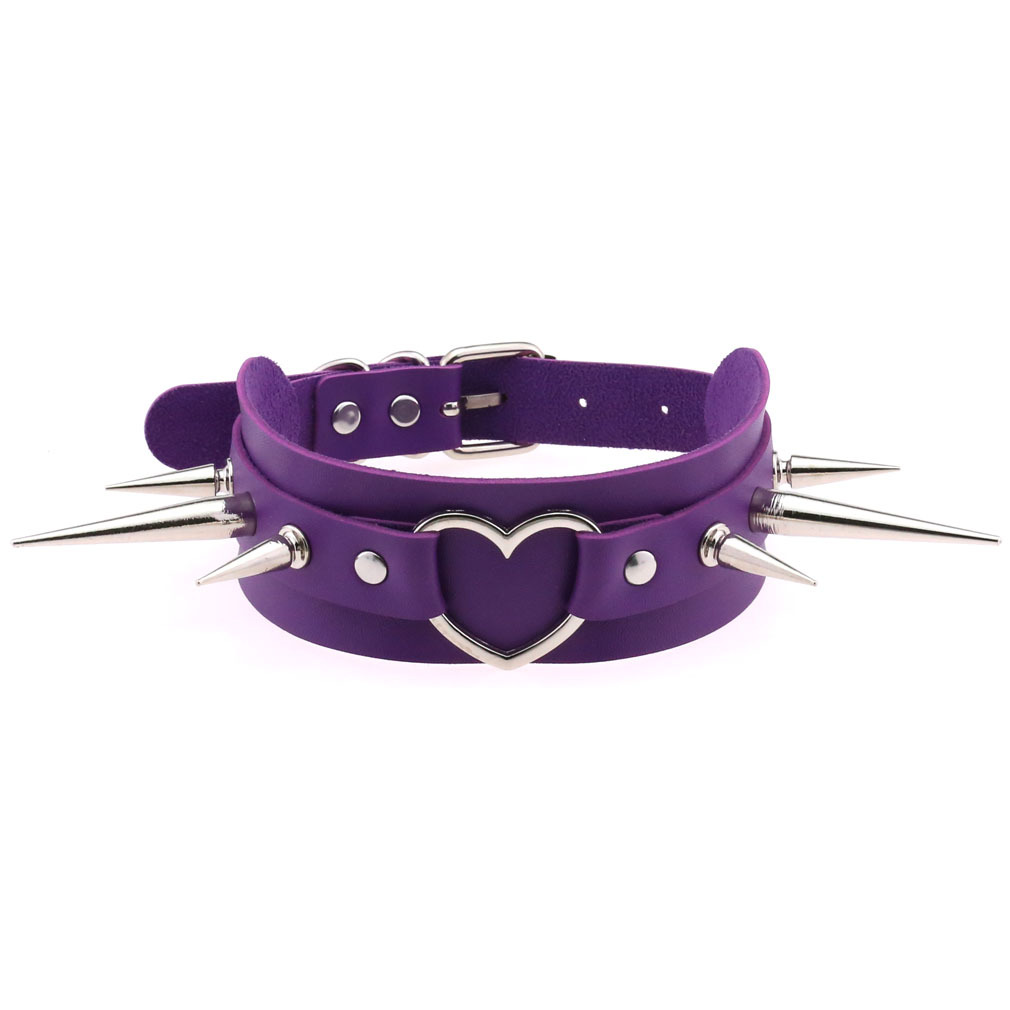 (image for) Extra Long Spikes Heart Ring Collar