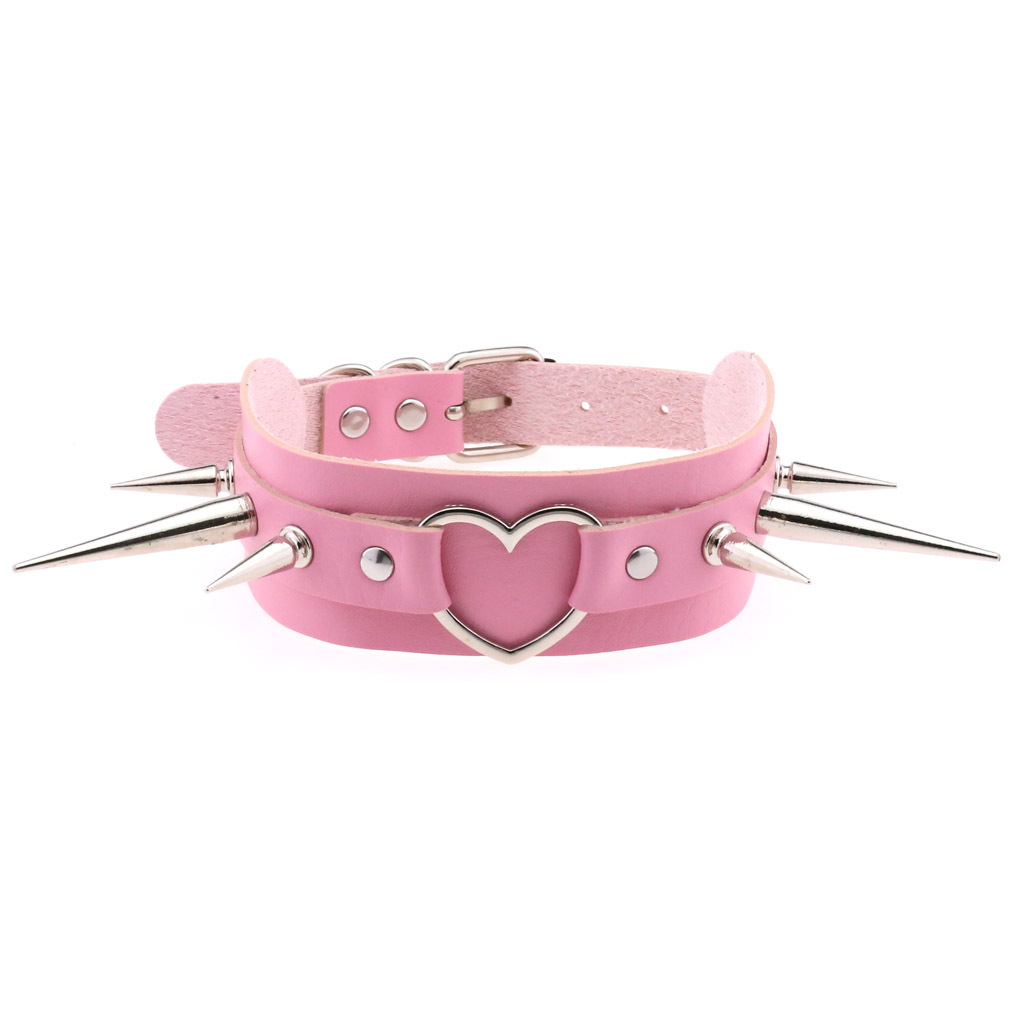 (image for) Extra Long Spikes Heart Ring Collar