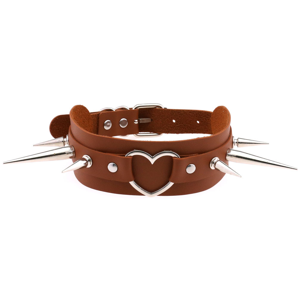(image for) Extra Long Spikes Heart Ring Collar