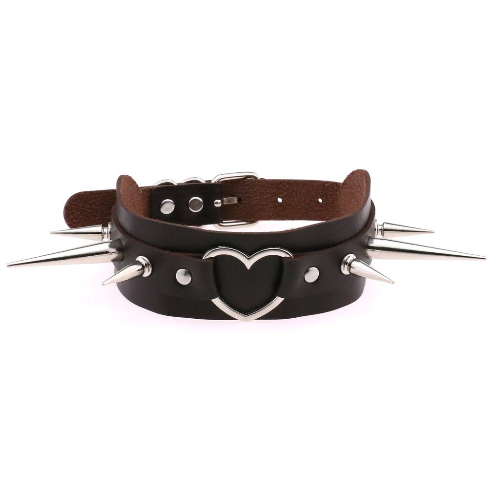 (image for) Extra Long Spikes Heart Ring Collar