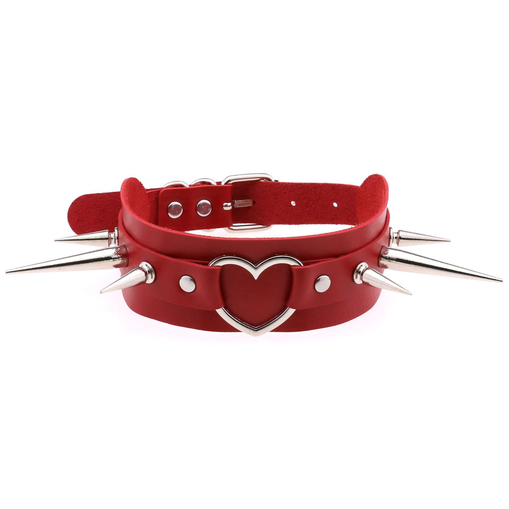 (image for) Extra Long Spikes Heart Ring Collar