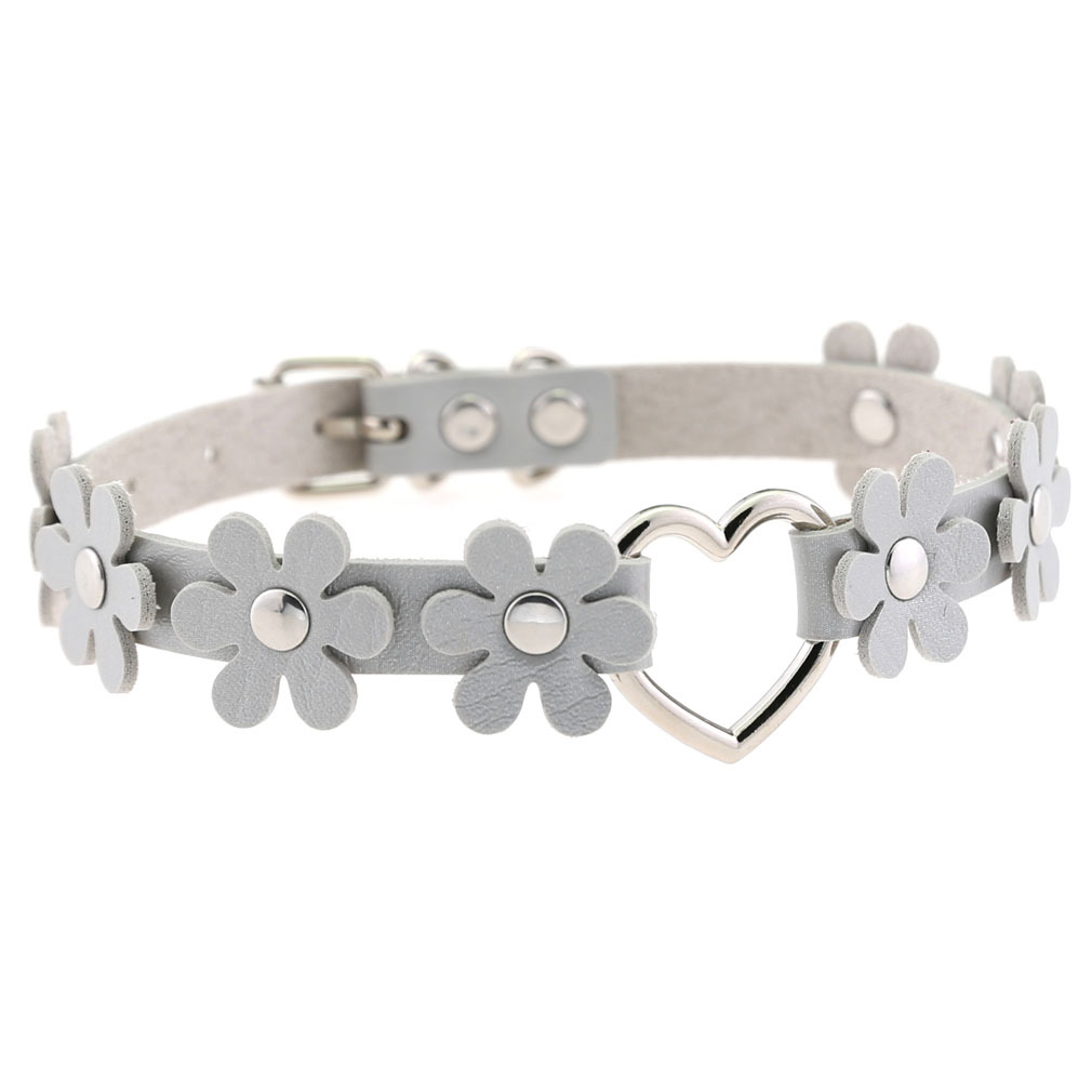 (image for) Flower PU Leather Heart Collar