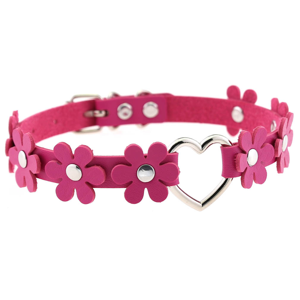 (image for) Flower PU Leather Heart Collar