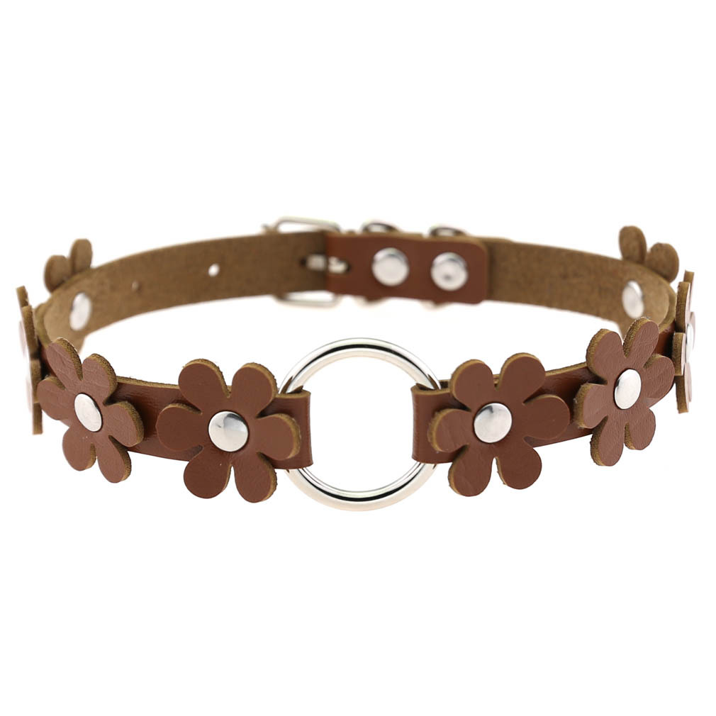 (image for) Flower PU Leather O-Ring Collar