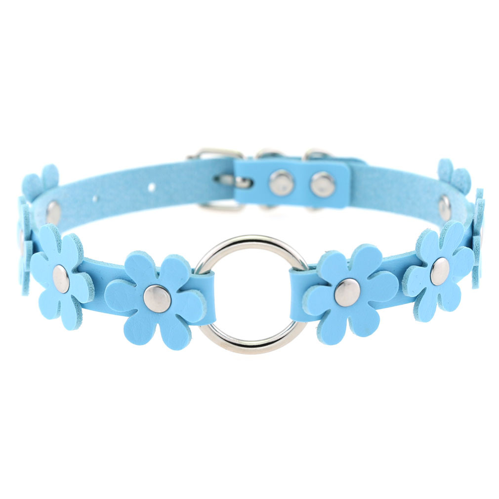 (image for) Flower PU Leather O-Ring Collar