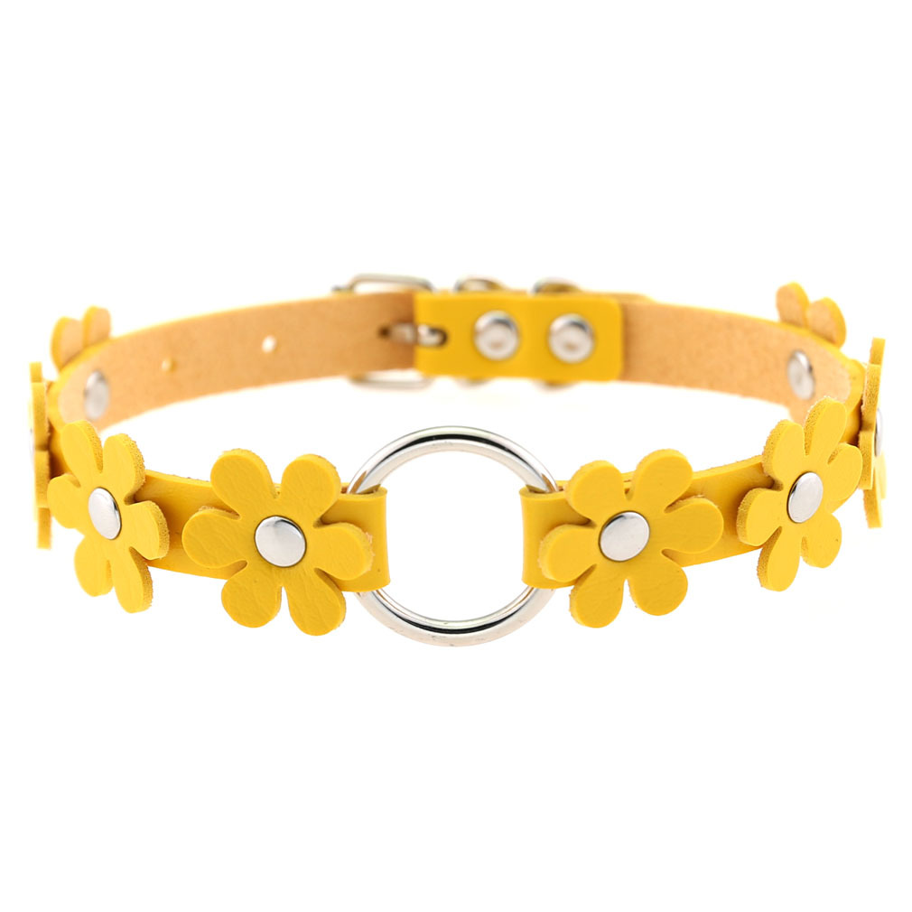 (image for) Flower PU Leather O-Ring Collar
