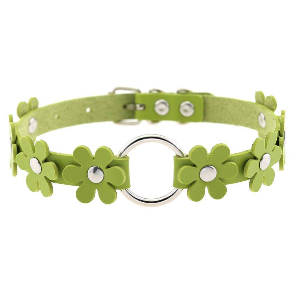 (image for) Flower PU Leather O-Ring Collar