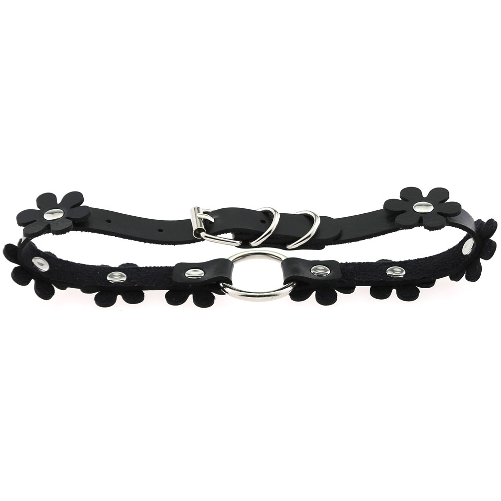 (image for) Flower PU Leather O-Ring Collar
