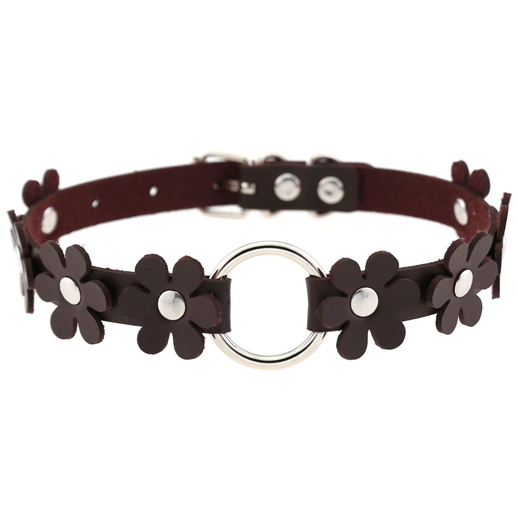 (image for) Flower PU Leather O-Ring Collar