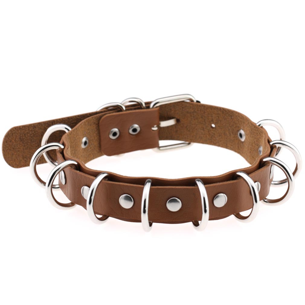(image for) Multiple Rings Double Leather Collar