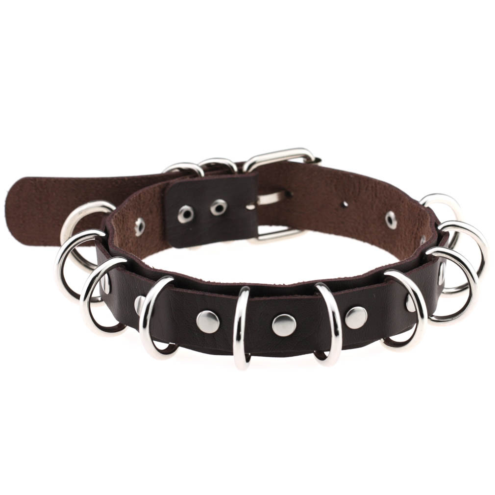 (image for) Multiple Rings Double Leather Collar