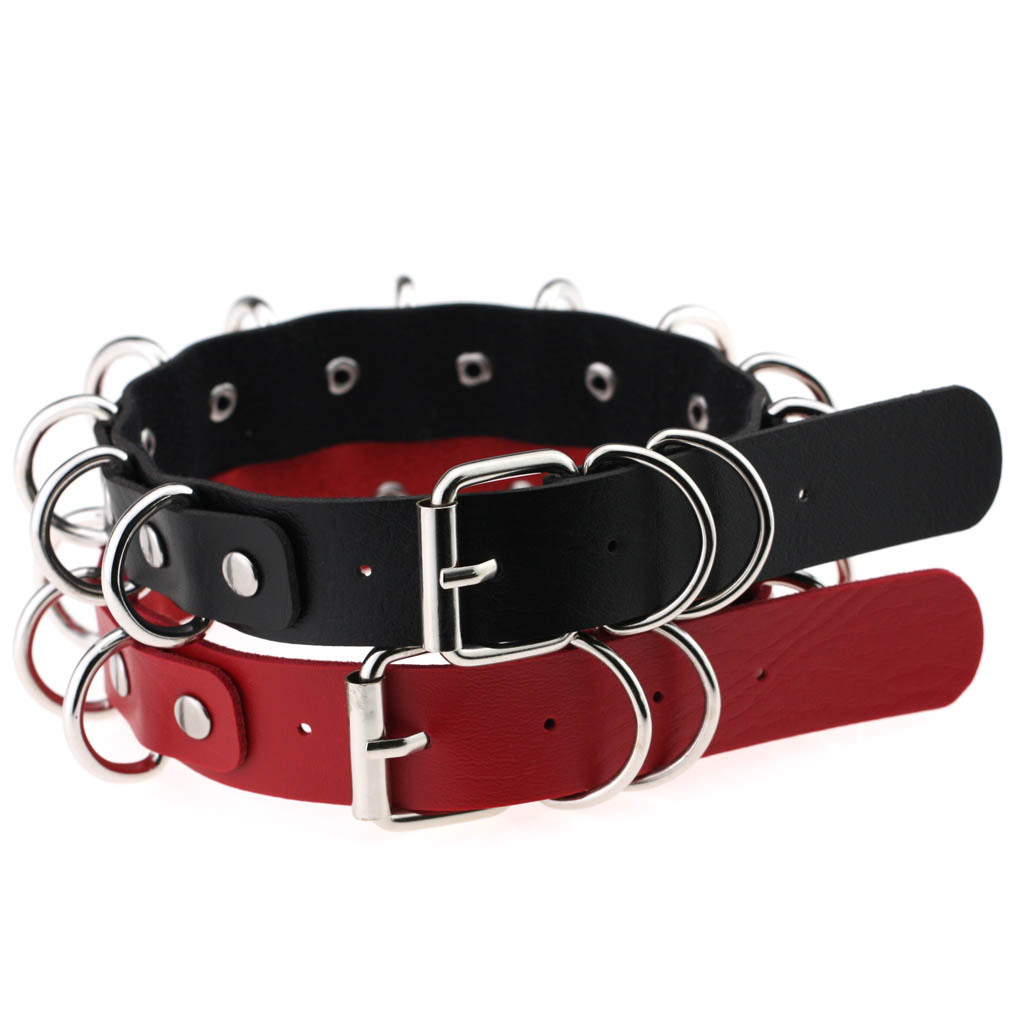 (image for) Multiple Rings Double Leather Collar