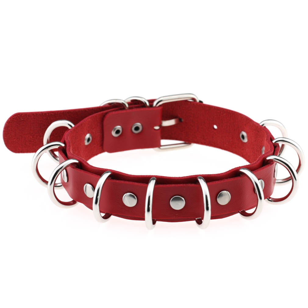 (image for) Multiple Rings Double Leather Collar